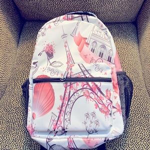 🗼Backpack - Paris Themed - 6 compartments - Pink, White, Black